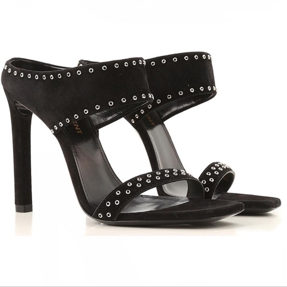 Saint Laurent Mica suede grommet sandals - Picture 1 of 9